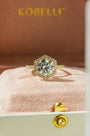Kobelli Hexagon Halo 3.1ct Round Moissanite & 0.50ct Diamond Engagement Ring in 14k Gold - Saturday Collection
