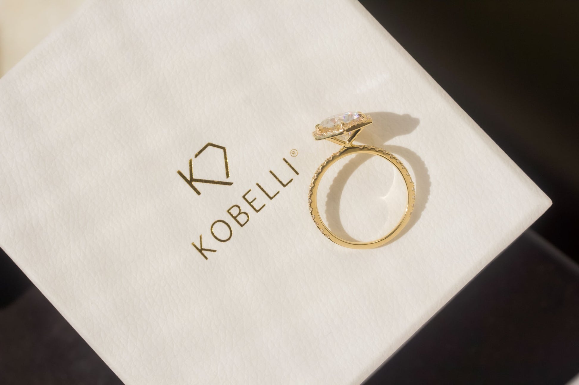 Kobelli Hexagon Halo 3.1ct Round Moissanite & 0.50ct Diamond Engagement Ring in 14k Gold - Saturday Collection