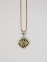 Kobelli Chrysanthemen-Saphir-Diamant-Smaragd-Halskette