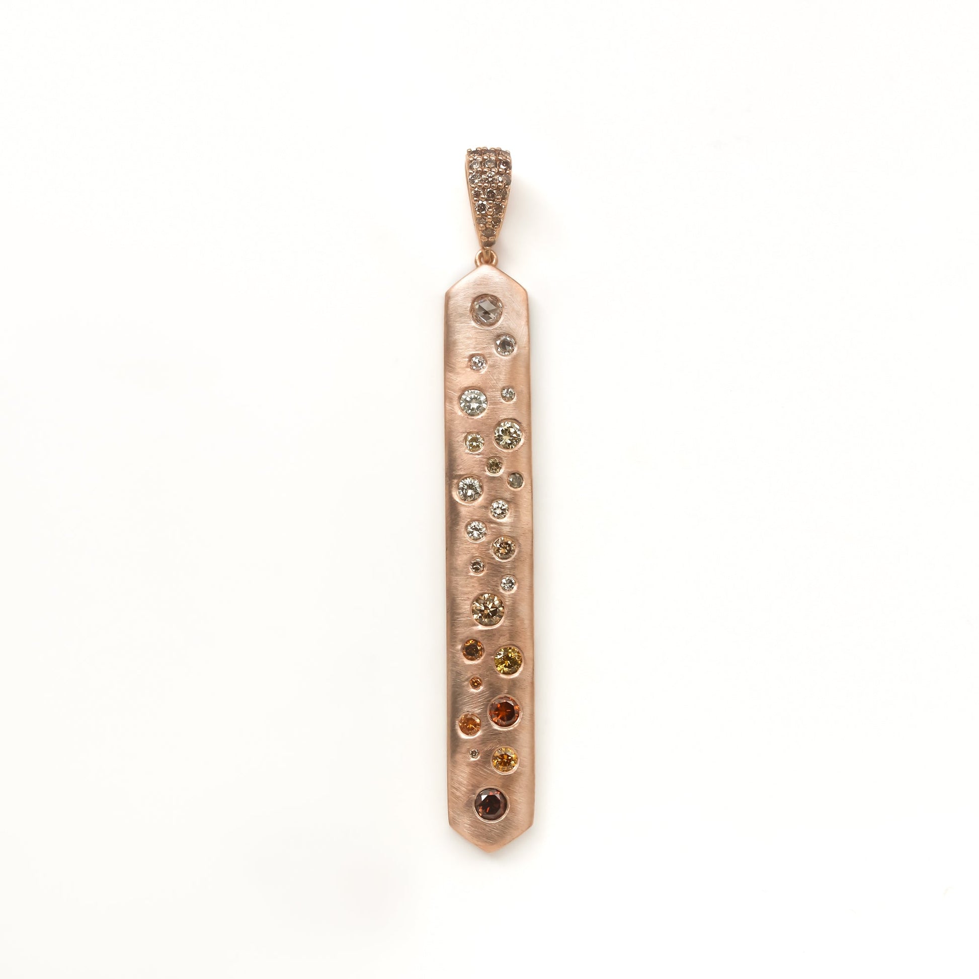 Kobelli Custom Tailored Fancy Colored Diamond Dots Bar Pendant