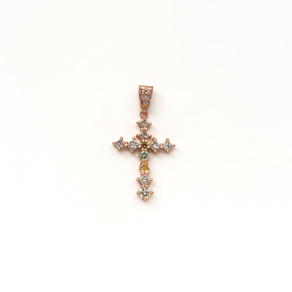 Kobelli Custom Tailored Fancy Mixed Colored Diamond Religious Christian Cross Pendant