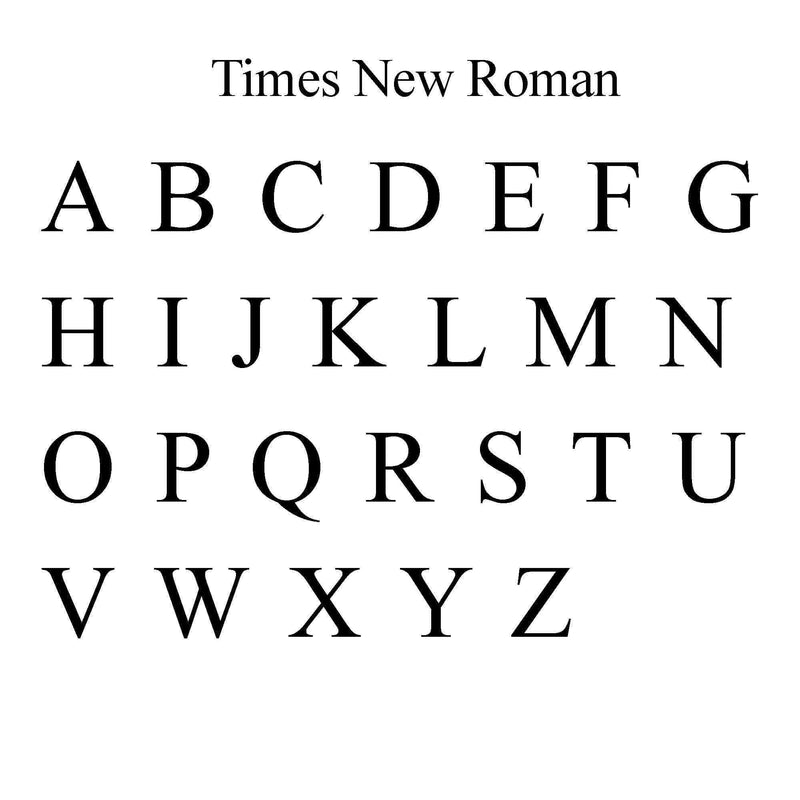 Times New Roman Font Alphabet