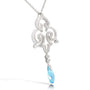 Kobelli Pear Briolette Blue Topaz and Diamond Vintage Filigree Pendant Necklace C110BTX
