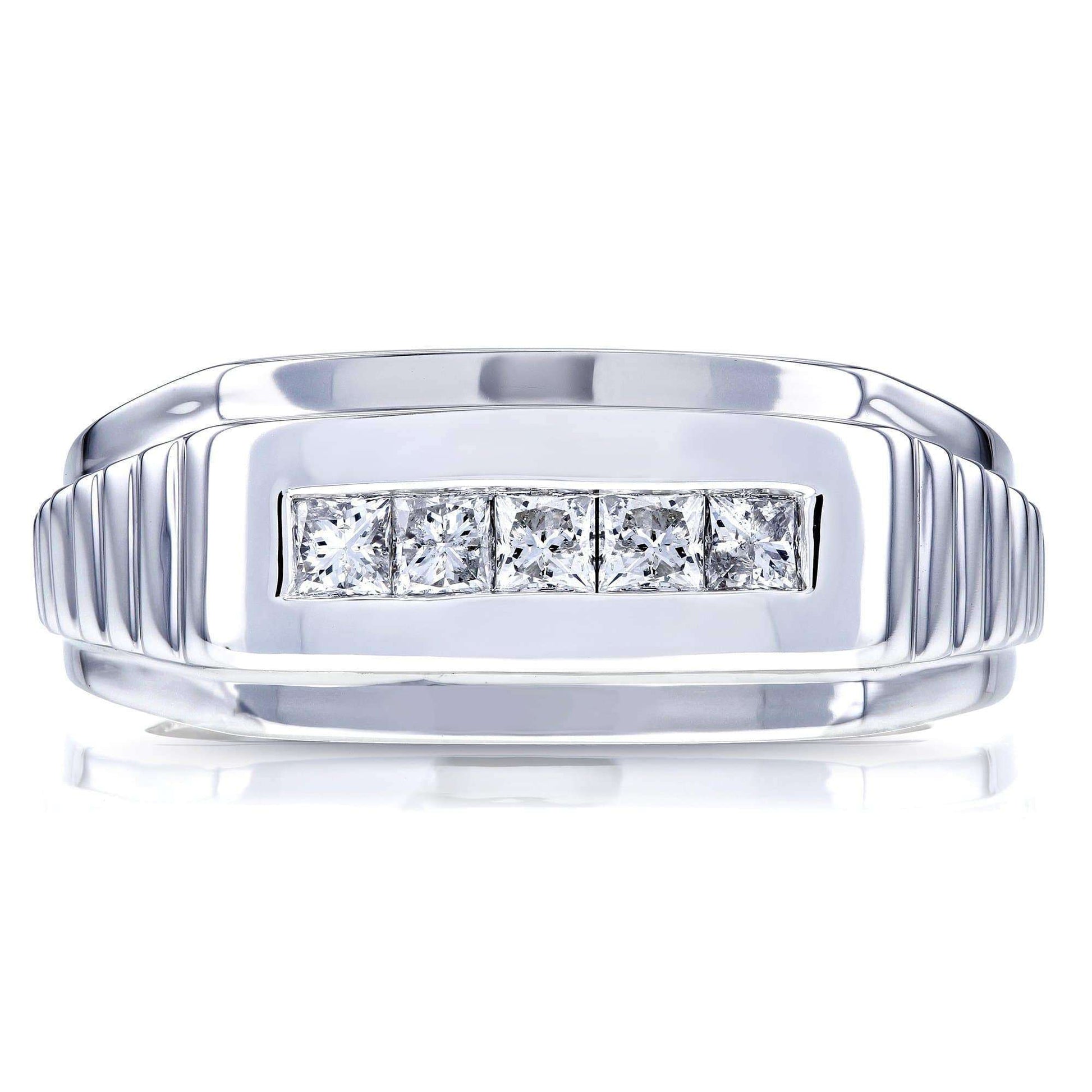 Kobelli Mens Ring Channel Square Diamonds 1/2 Carat (ctw) in 10k White Gold
