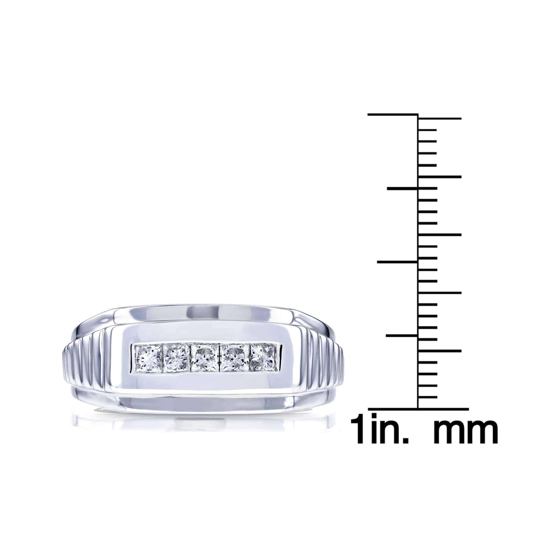 Kobelli Mens Ring Channel Square Diamonds 1/2 Carat (ctw) in 10k White Gold