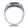 Kobelli Mens Ring Square Black Diamond Pave 1 Carat (ctw) in 10k White Gold