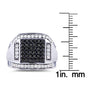 Kobelli Mens Ring Square Black Diamond Pave 1 Carat (ctw) in 10k White Gold