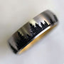 Kobelli Cobalt Chrome 7mm Domed Band with Laser Carved Tree Pattern and Boxelder Burl Hardwood Sleeve
