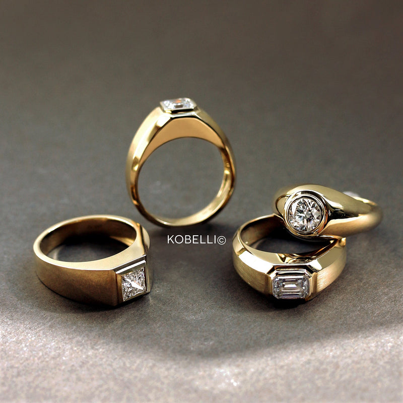 Emerald Modern Bezel Men's Ring (Certified)