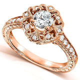 Anel de noivado de diamante antigo Kobelli 1/2 quilate (ctw) em ouro rosa 14k