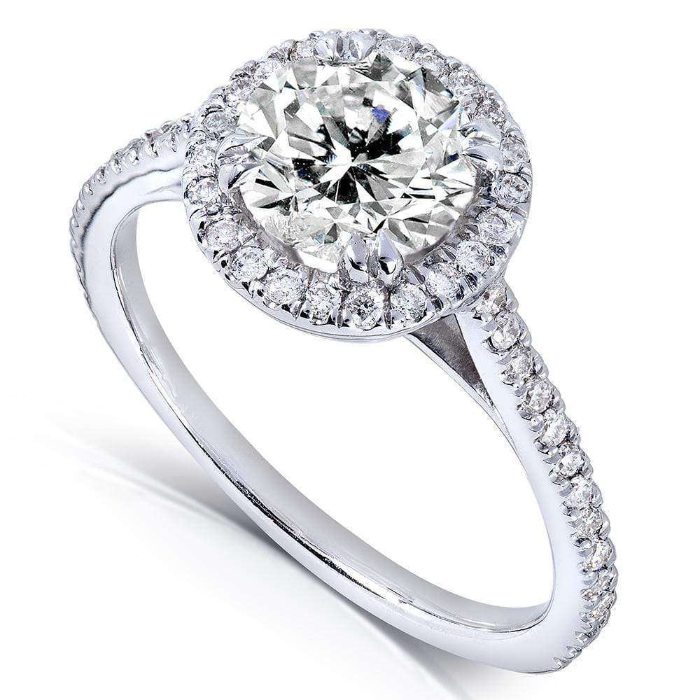Kobelli Round-cut  Diamond Halo Engagement Ring 1 1/4 Carat (ctw) in 14k White Gold