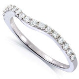 Anel de aliança de casamento de diamante redondo curvo Kobelli 1/4 quilate (ctw) em ouro branco 14K