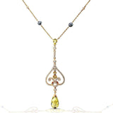 Kobelli Zitronenquarz- und Diamant-Halskette, Tahiti-Perlenkette 18 Karat Gelbgold 71077X