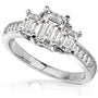 Kobelli Three-Stone Moissanite Engagement Ring with Diamond Accent 1 3/5 CTW 14k White Gold
