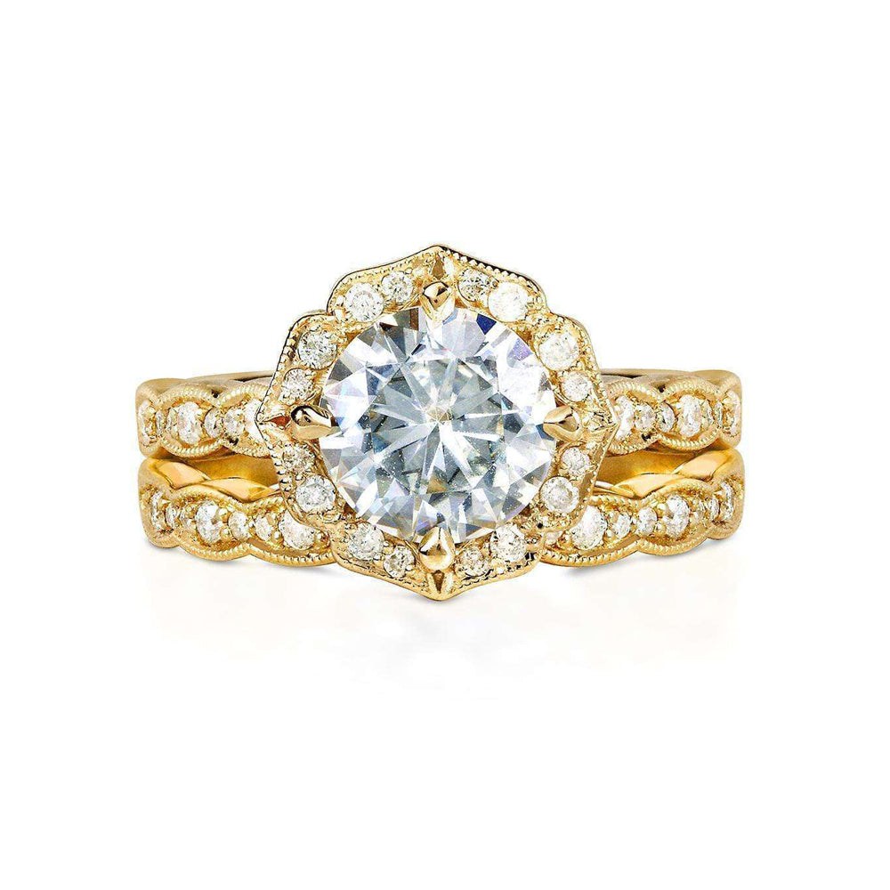 1.9 Carat Moissanite Vintage Rose Bridal Set