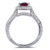 Kobelli-Ring mit rosa Turmalin und 1 2/5 Karat TDW-Diamant aus 14 Karat Weißgold