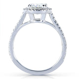 Anel de noivado Halo de diamante de corte redondo Kobelli 1 1/4 quilate (ctw) em ouro branco 14k