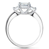 Kobelli Emerald-cut Moissanite Three-stone Engagement Ring 2 3/4 CTW 14k White Gold