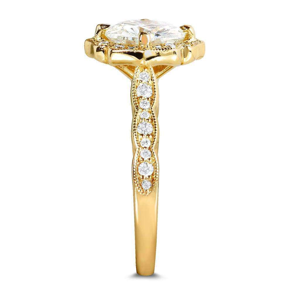 Kobelli Antique Floral Round-cut Moissanite and Diamond Wedding set 1 7/8 CTW 14k Yellow Gold