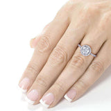 Anel de noivado Halo de diamante de corte redondo Kobelli 1 1/4 quilate (ctw) em ouro branco 14k