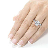 Conjunto de noiva de moissanite com corte radiante e diamante de corte redondo Kobelli 1 3/5 CTW ouro branco 14k