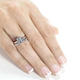 Kobelli Emerald Moissanite Bridal Ring Set 1 CTW 14k White Gold