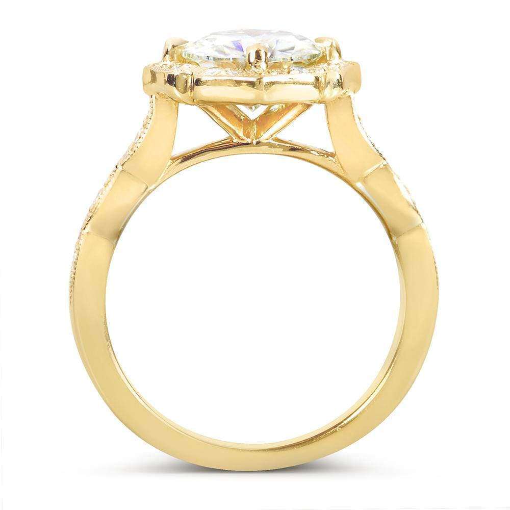 Kobelli Antique Floral Round-cut Moissanite and Diamond Wedding set 1 7/8 CTW 14k Yellow Gold