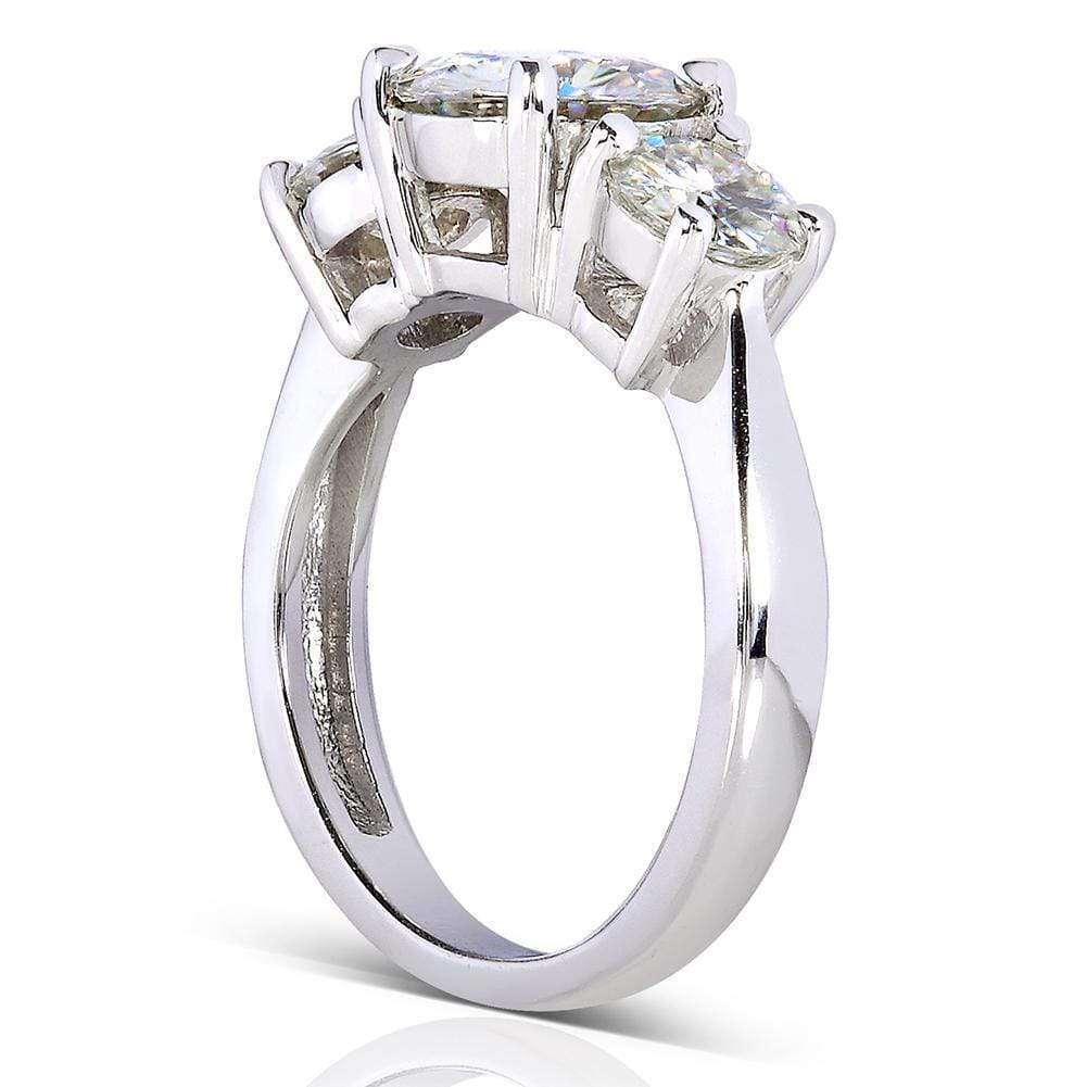 Kobelli Round Moissanite 3 Stone Taper Shank Ring 2 1/2 CTW