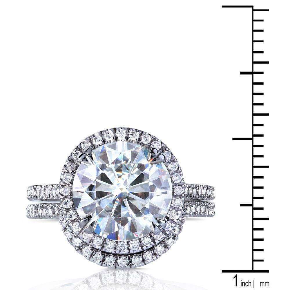 Kobelli Round-cut Moissanite Bridal Set with Diamond 3 1/2 CTW 14k White Gold