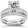 Kobelli Forever One (D-F) Moissanite & Diamond Bridal Set 1 4/5 Carat (ctw) in 14k White Gold