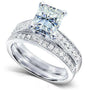 Kobelli Radiant-cut Moissanite Bridal Set with Round-Brilliant Diamond 2 1/8 CTW 14k White Gold