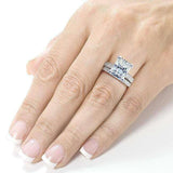 Kobelli Radiant-cut Moissanite Bridal Set with Round-Brilliant Diamond 2 1/8 CTW 14k White Gold
