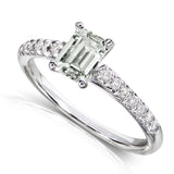 Anel de noivado Kobelli Emerald Cut-Moissanite com diamante 3/4 CTW ouro branco 14k