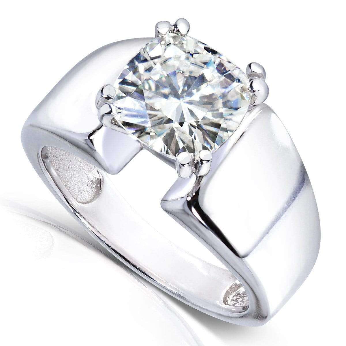 Kobelli Moissanite 2 Carat Solitaire Extra Wide Engagement Ring in Solid Gold