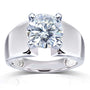 Kobelli Round Moissanite Solitaire Extra Wide Engagement Ring 3 Carat 14k White Gold