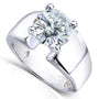 Kobelli Round Moissanite Solitaire Extra Wide Engagement Ring 3 Carat 14k White Gold