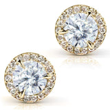 Kobelli Round Moissanite and Diamond Stud Earrings 2 1/4 CTW 14k Gold MZ61750/Y