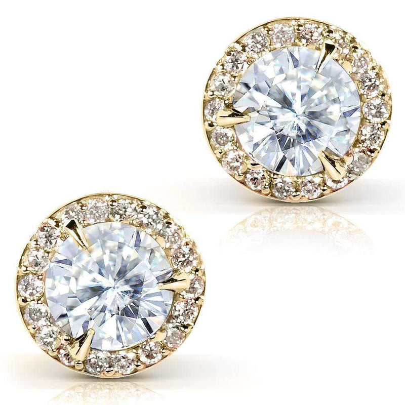 Kobelli Round Moissanite and Diamond Stud Earrings 2 1/4 CTW 14k Gold MZ61750/Y