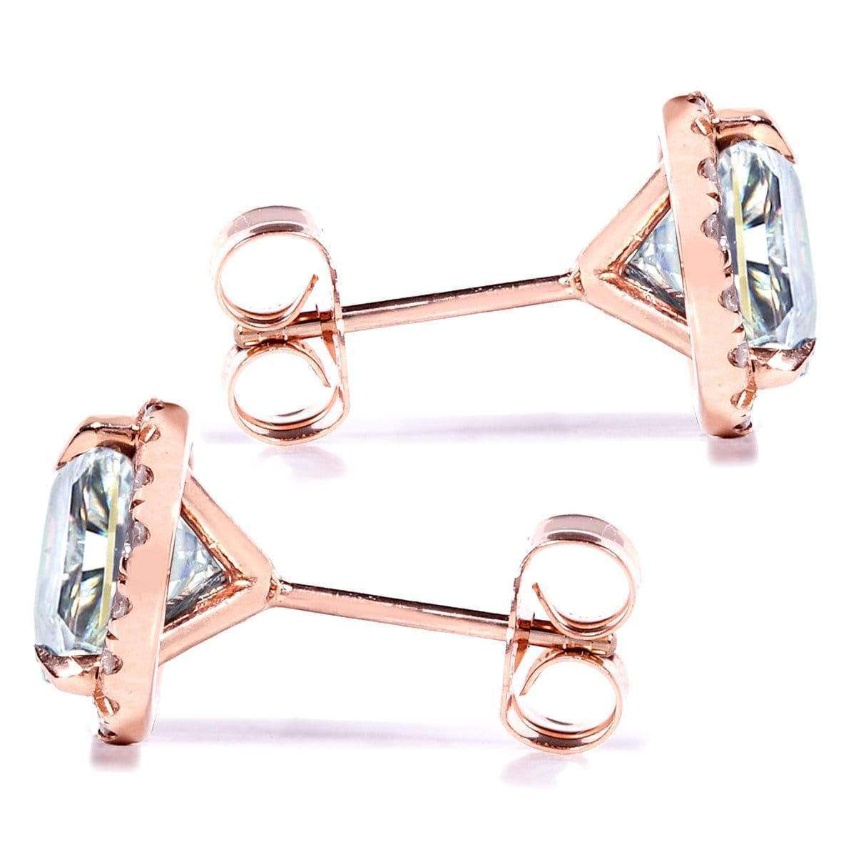 Kobelli Round Moissanite and Diamond Stud Earrings 2 1/4 CTW 14k Gold
