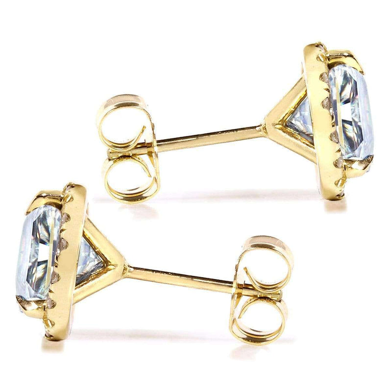 Kobelli Round Moissanite and Diamond Stud Earrings 2 1/4 CTW 14k Gold
