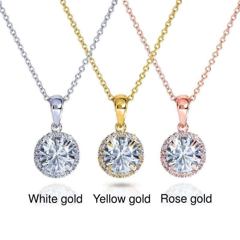Kobelli Round Moissanite and Diamond Necklace 1 1/10 CTW 14k Gold