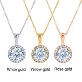 Kobelli Round Moissanite and Diamond Necklace 2 1/6 CTW 14k Gold