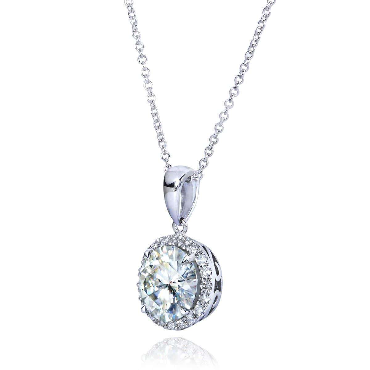 Kobelli Round Moissanite and Diamond Necklace 2 1/6 CTW 14k Gold
