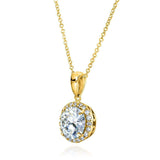 Kobelli Runde Moissanit- und Diamant-Halskette, 2 1/6 CTW, 14 Karat Gold