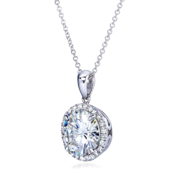 Kobelli Round Moissanite and Diamond Necklace 3 1/3 CTW 14k Gold