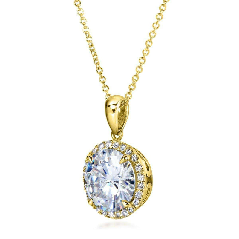 Kobelli Round Moissanite and Diamond Necklace 3 1/3 CTW 14k Gold