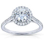 Kobelli Forever One (D-F) Moissanite Engagement Ring with Diamond 1 1/4 CTW 14k White Gold