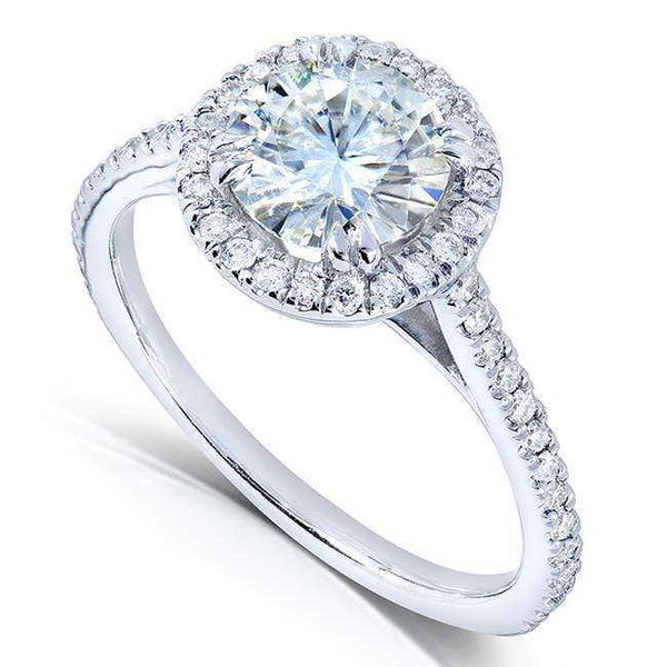 Kobelli Forever One (D-F) Moissanite Engagement Ring with Diamond 1 1/4 CTW 14k White Gold