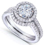 Kobelli Round-cut Moissanite Bridal Set with Diamond 1 1/2 CTW 14k White Gold