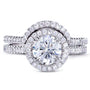 Kobelli Round-cut Moissanite Bridal Set with Diamond 1 1/2 CTW 14k White Gold